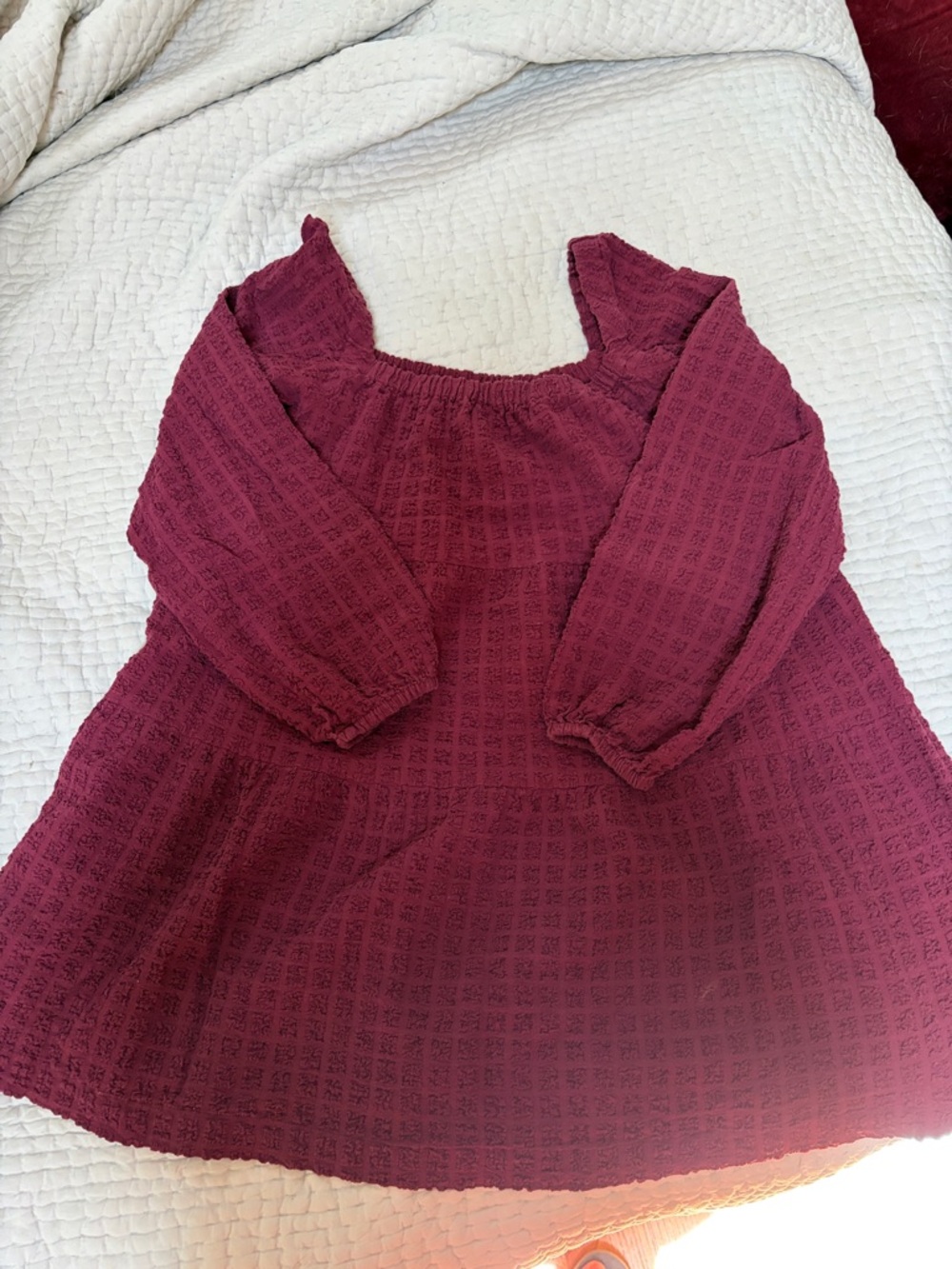 Divided Wine Red Textured Dress